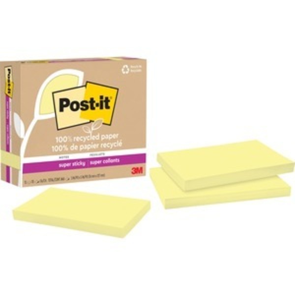 Post-It Supersticky, Recycled, 3X5 MMM655R12SSCY